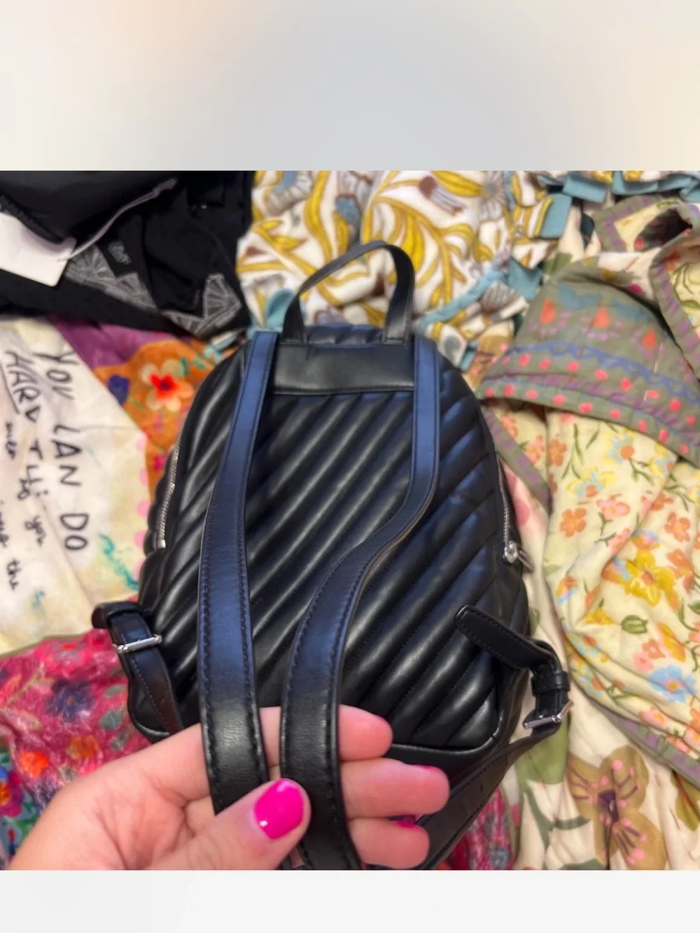 Michael Kors Black Quilted Leather Backpack with Twisted Top Handle